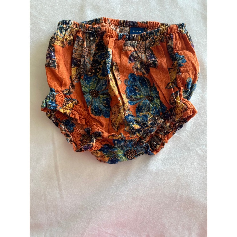 Old Navy Baby Girl Floral Print BOHO Bloomer Size 6-12 M Orange Blue